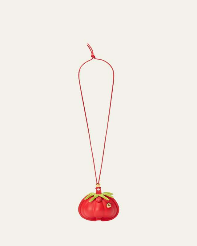 Tomato Neck Pouch Crossbody Bag in Leather